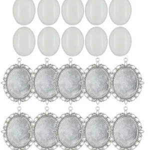 DIY Ovale Gemstone Vassoio Lega Gioielli Componenti Vintage Lunetta Ciondolo Base Con Cabochon in Vetro Accessori Artigianali