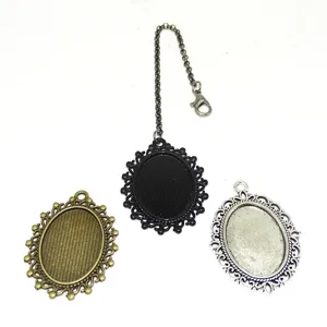 DIY Ovale Vassoio Ciondolo Vintage Lega Base Accessori Per Gioielli Creazione Set