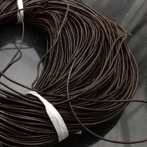 Brown leather cord string for jewelry making, beading, and DIY craft projects 5m.