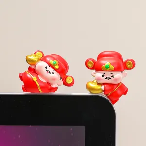 Simpatiche statuette di dio della fortuna dei cartoni animati per decorazione scrivania PC.