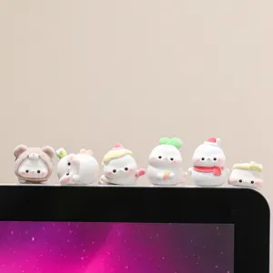 Set di simpatiche statuette di animali floccati per ufficio, mini giocattoli antistress.