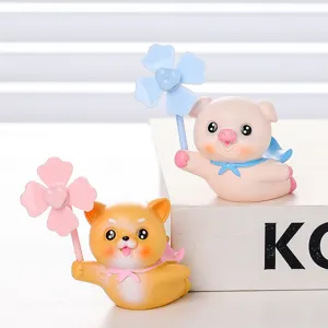 Cute cartoon animal pinwheel figurine desktop home decoration creative ornament cute gift