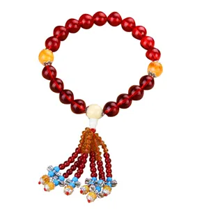 Car hanging ornament red crystal beads amulet tassel vehicle interior decoration pendant rearview mirror