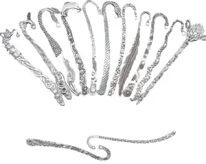 Set de Marcapáginas de Metal Vintage Plata Antigua Pluma Delfín Flor Mayorista