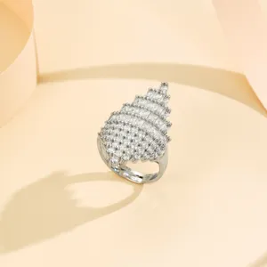 Anillo geométrico de circonita estilo europeo joyería de moda de cobre exagerada