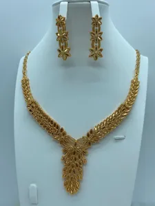 Vintage vergulde sieraden set ketting oorbellen bruiloft luxe mode accessoires