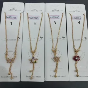 Gold Plated Copper Zirconia Butterfly Flower Heart Pendant Necklace Fashion Tassel Clavicle Chain Neck Jewelry For Women