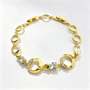 Bracciale in Zirconia a Catena Rotonda Geometrica Placcata Oro Stile Foresta Coreana Gioielli Regalo Braccialetto di Fascino della Moda Quotidiana dell'Intarsio Minimalista di Zirconia per le Donne