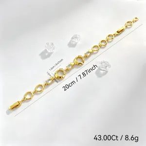 Elegante pulsera de cadena geometrica de circonita cubica chapada en oro 18K de 20cm
