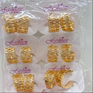 Vergoldete Zirkonia Creolen Ohrringe Set Damen Mode Schmuck GroBhandel Zubehoer