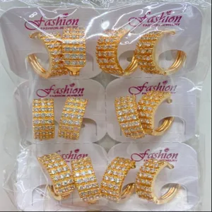 Vergoldete Zirkonia Creolen Modeschmuck Großhandel Mehrere Paare elegantes Ohrring Set
