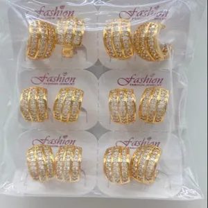 Vergoldete Zirkonia Creolen Ohrringe Set für Damen Mode Schmuck im Großhandel