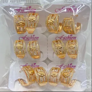 Vergoldete Zirkonia Creolen Set Großhandel Mode Schmuck Damen Alltag Eleganz Geschenk.