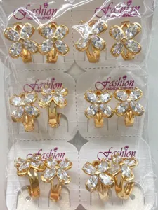 Vergoldete weiße Zirkonia Blumen Ohrringe Detailhandel Set für elegante Damen Mode.