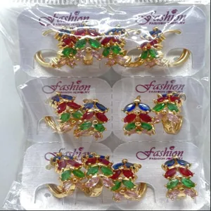 Bunte Zirkon Ohrringe Set, exquisites Nischen-Design Mode Ohrclips fuer Damen Schmuck Groesse