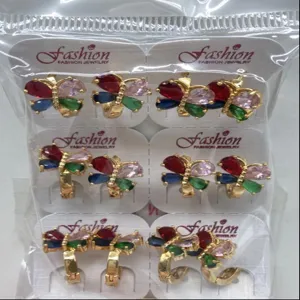 Schmetterling bunte Zirkonia Creolen vergoldet Modeschmuck fuer Damen Alltag elegante Ohrringe