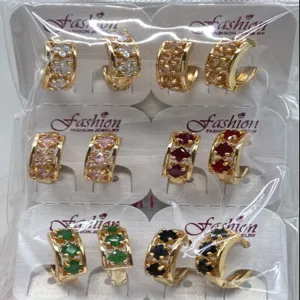 Buntes Zirkon Ohrring Set, exquisite vergoldete Kristall Ohrklemmen für den Grosshandel.