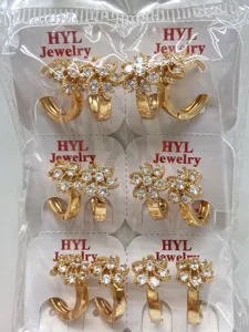 Vergoldete zirkonia blumen creolen ohrringe damen koreanischen stil großhandel schmuck