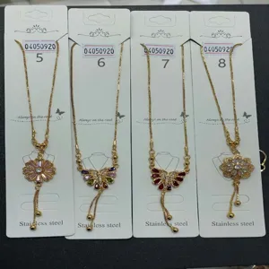 Fashion stainless steel butterfly flower pendant necklace jewelry variant detail view