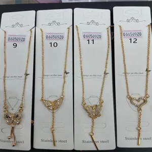 Gold stainless steel butterfly heart zircon clavicle chain necklace fashion jewelry