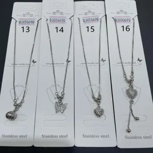 Stainless steel necklace set minimalist butterfly heart pendant clavicle chain fashion jewelry