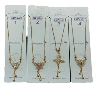 Fashion stainless steel butterfly necklace pendant gold clavicle chain jewelry 4pcs