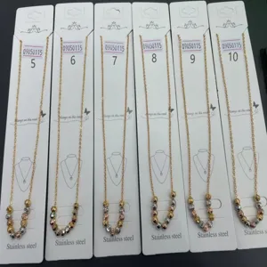 Stainless steel multi color bead clavicle necklace pendant jewelry size 5 to 10 options