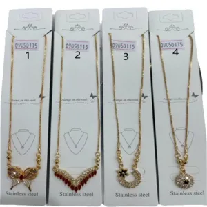 Women fashion gold plated clavicle chain necklace set with various elegant pendant designs.