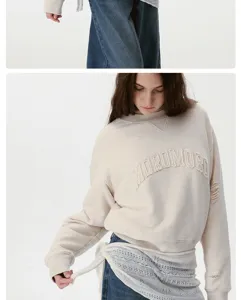 Sudadera vintage coreana con accesorio de cintura de encaje, parte superior de moda unisex.