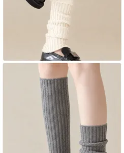 Knitted leg warmers for women, winter warm ribbed boot socks, soft ballet style accessories.