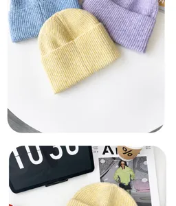Berretto in maglia stile coreano da donna, autunno inverno morbido caldo, cappello moda.
