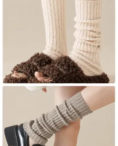 Knit leg warmers for women winter warm ribbed ballet style stacking long socks cozy.