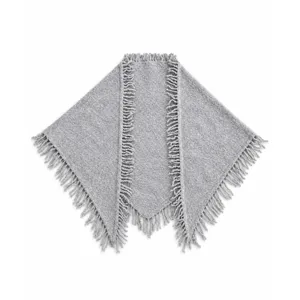 Grijs wollen mix franje driehoek sjaal hoofdproductweergave voor herfst en winter warmte.