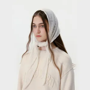Bufanda triangular de encaje de punto estilo coreano pañuelo moda otoño invierno