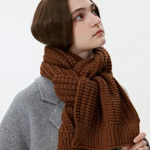 Écharpe en Grosse Maille Style Coréen Pour Femmes Hommes Couleur Unie Chaude Hiver Écharpe Douce Acrylique Accessoire Mode