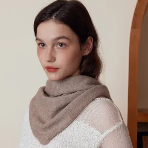 Solid color cashmere wool knit triangle scarf for women autumn winter warm neck warmer.