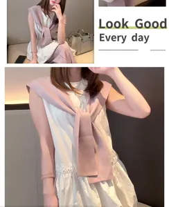 Primavera otoño moda punto anudado chal versátil capa protección cuello elegante decoración
