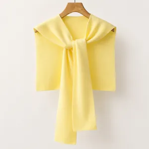Primavera otoño amarillo tejido nudo versátil chal bufanda aire acondicionado habitación ropa decoración