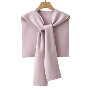 Elegante chal de punto rosa anudado versátil multifuncional capa protectora cuello.