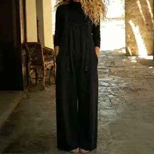 Mujer vintage holgada casual imitacion denim peto elegante streetwear pantalon comodo