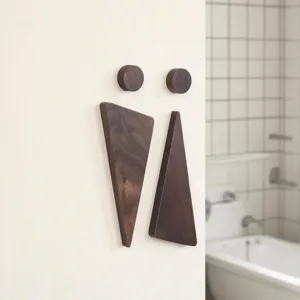 Massivholz Badezimmer Schild minimalistisch Mann und Frau WC Wanddeko kreativer Wegweiser.