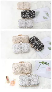 Elegant satin evening clutch bag with hand-beaded rhinestones, perfect for parties and weddings.