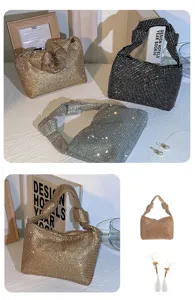 Sparkling rhinestone knot shoulder bag luxury evening underarm bag for women party purse