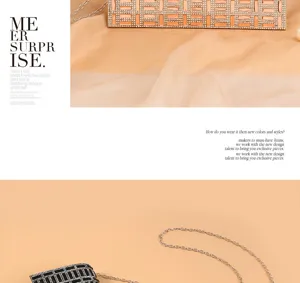 Rhinestone evening clutch bag sparkle crystal wedding party chain shoulder bag detail view