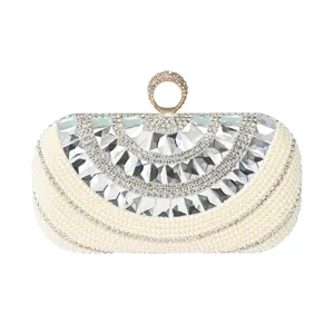 Pearl Evening Clutch Bag Rhinestone Wedding Bridal Handbag Designer Party Purse Crossbody