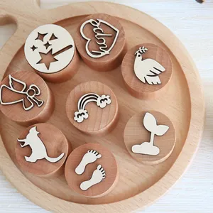 Holz Knete Stempel Für Kinder Buchenholz Tier Pflanze Muster DIY Ton Bildhauerei Werkzeug Pädagogisches Kunsthandwerk Spielzeug