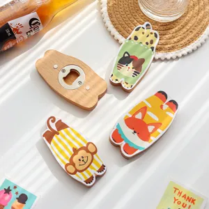 Süßer Tier Massivholz Flaschenöffner und Cartoon Kühlschrankmagnet multifunktionales Bierwerkzeug