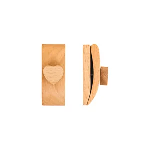 Holz Herz Decke Wandbehang Clip Hauptansicht zeigt Vorder- und Seiten-Design des Hakens.