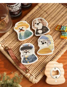 Holzhund Kühlschrankmagnet kreative süße Cartoon Tier Flaschenöffner Geschenk