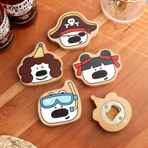Cartoon Hund Pirat Taucher Holz Flaschenöffner Magnetisch Kühlschrankmagnet Tragbarer Bieröffner Küche Bar Deko Werkzeug